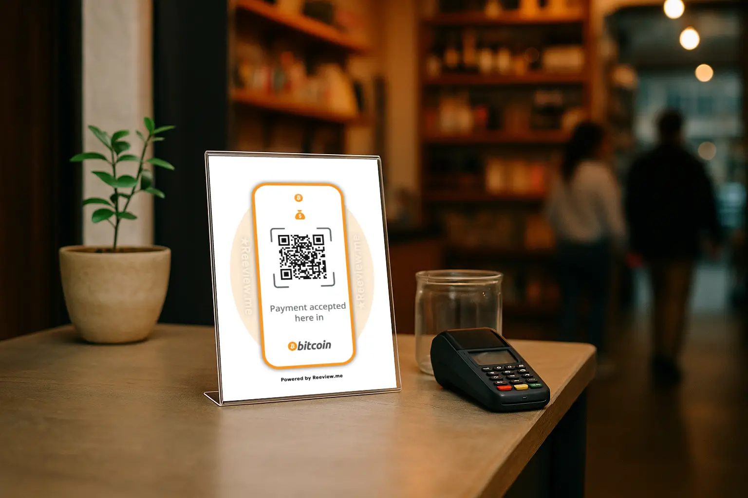 Bitcoin Payments QR Code Display Sign for shop