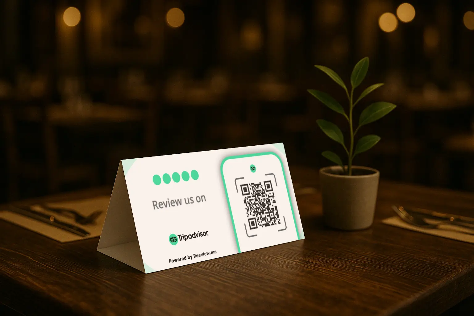 QR code Table Tent presentation Tripadvisor