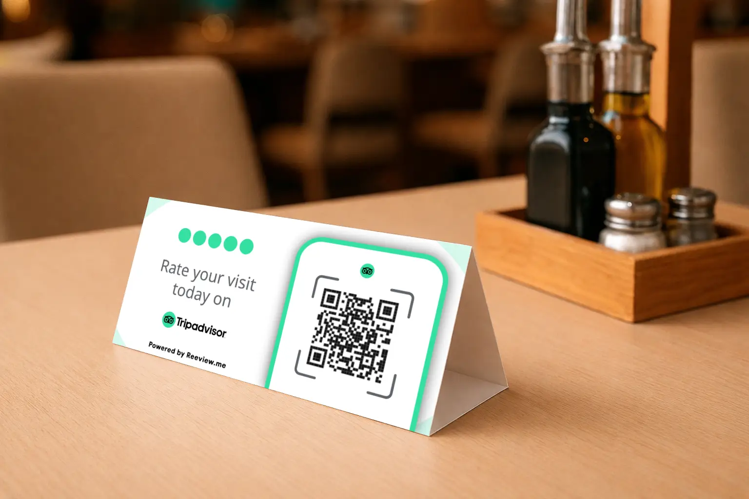 Tripadvisor QR Code Table Tent for restaurant and café reviews