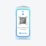 Calendly QR table tent helping customers book meetings from the table or counter