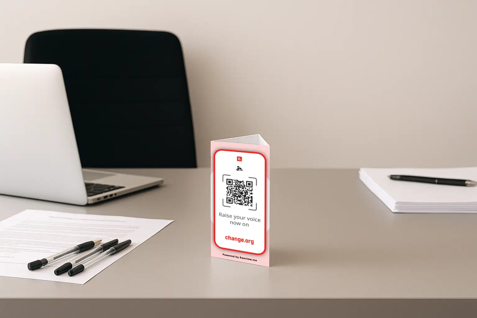 Change.org QR Code Table Stand for capturing signatures