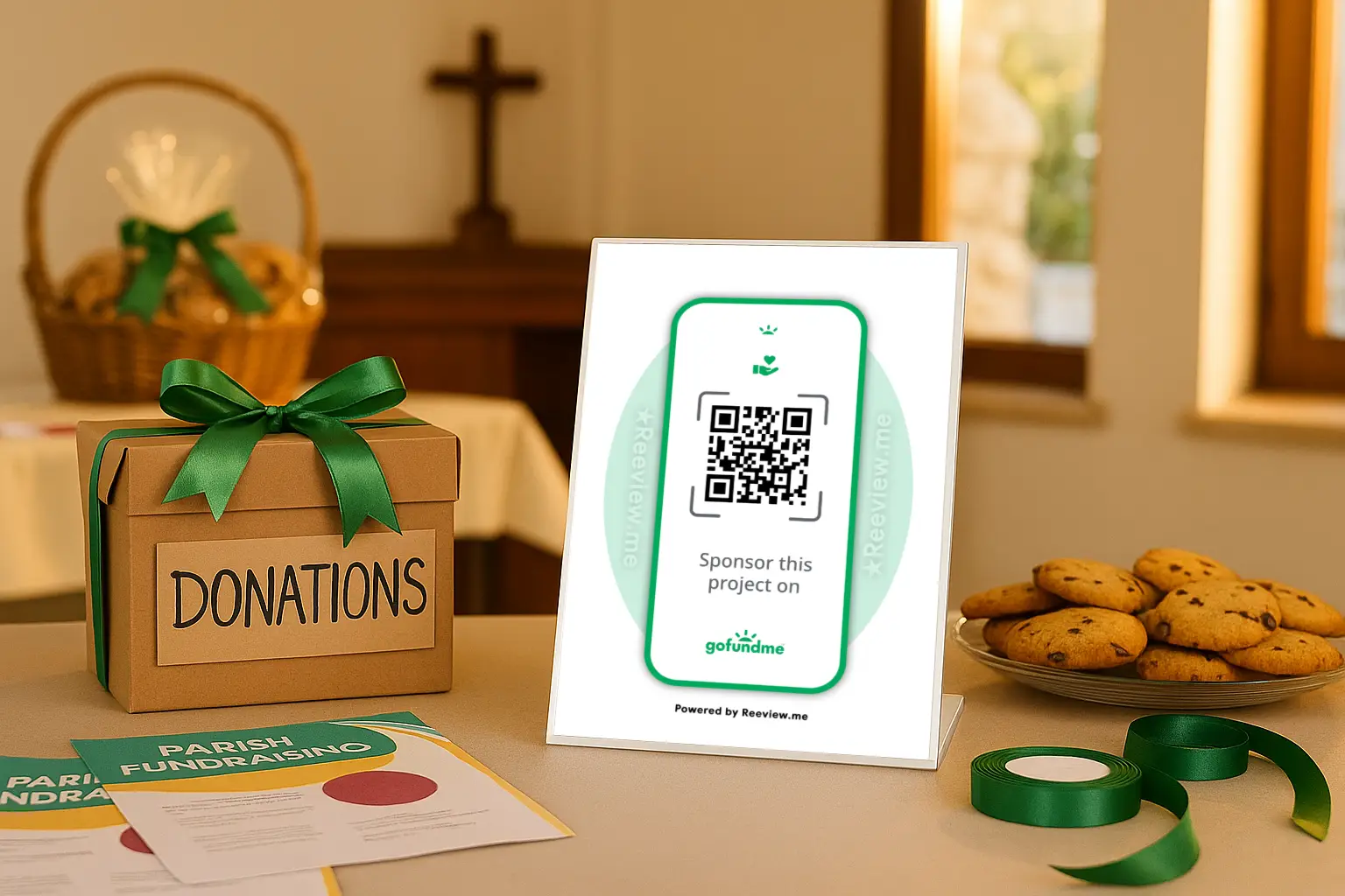 GoFundMe QR Code Sign displayed at event for donations