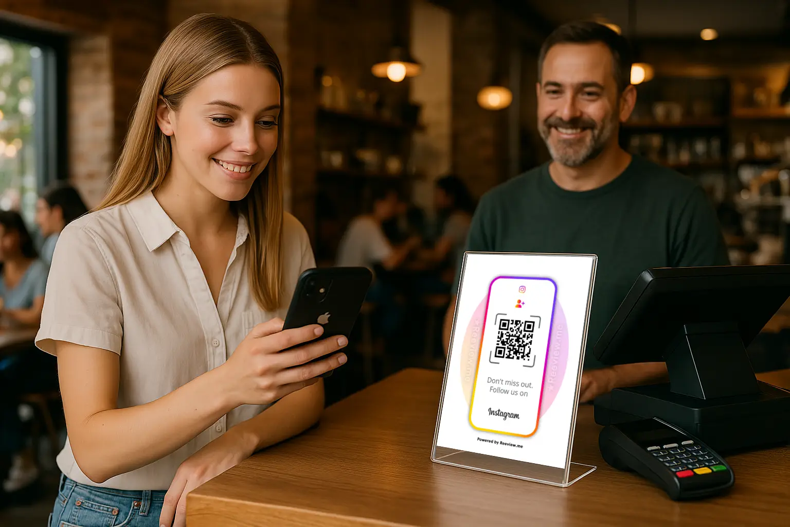 instagram qr code sign for restaurants