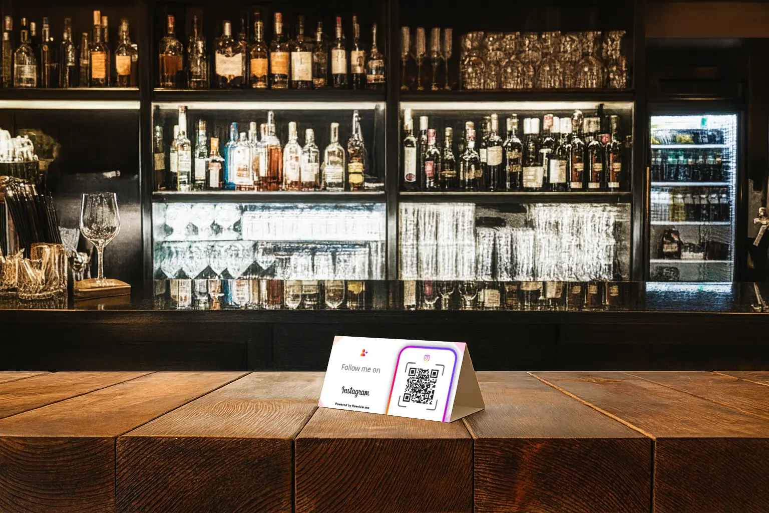 instagram qr code table tent for pub