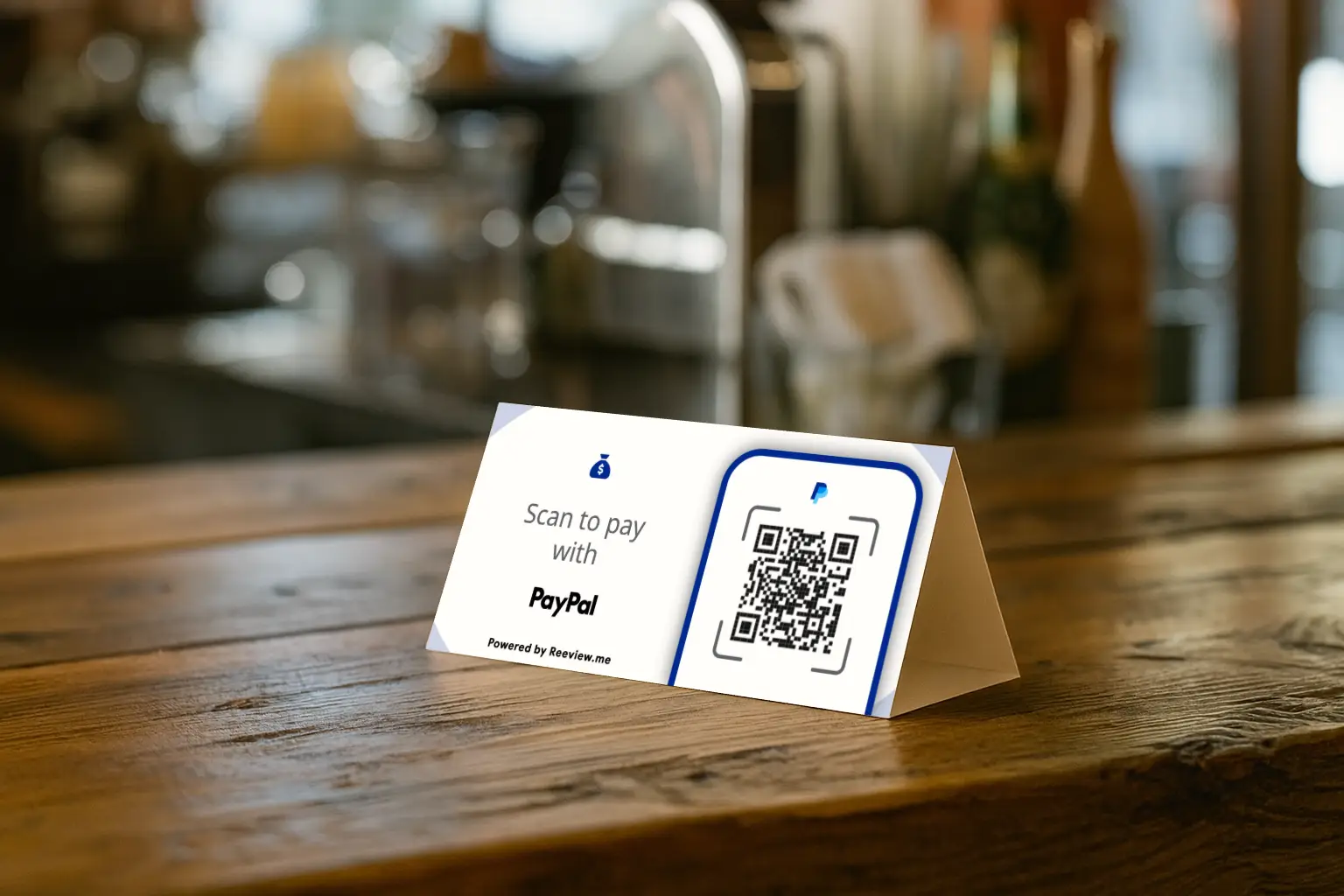 paypal qr code table tent for local business