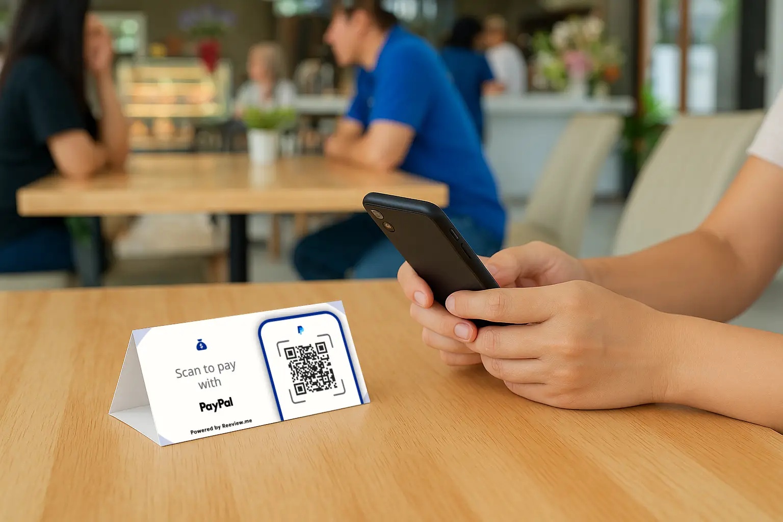 paypal qr code table tent for local payments