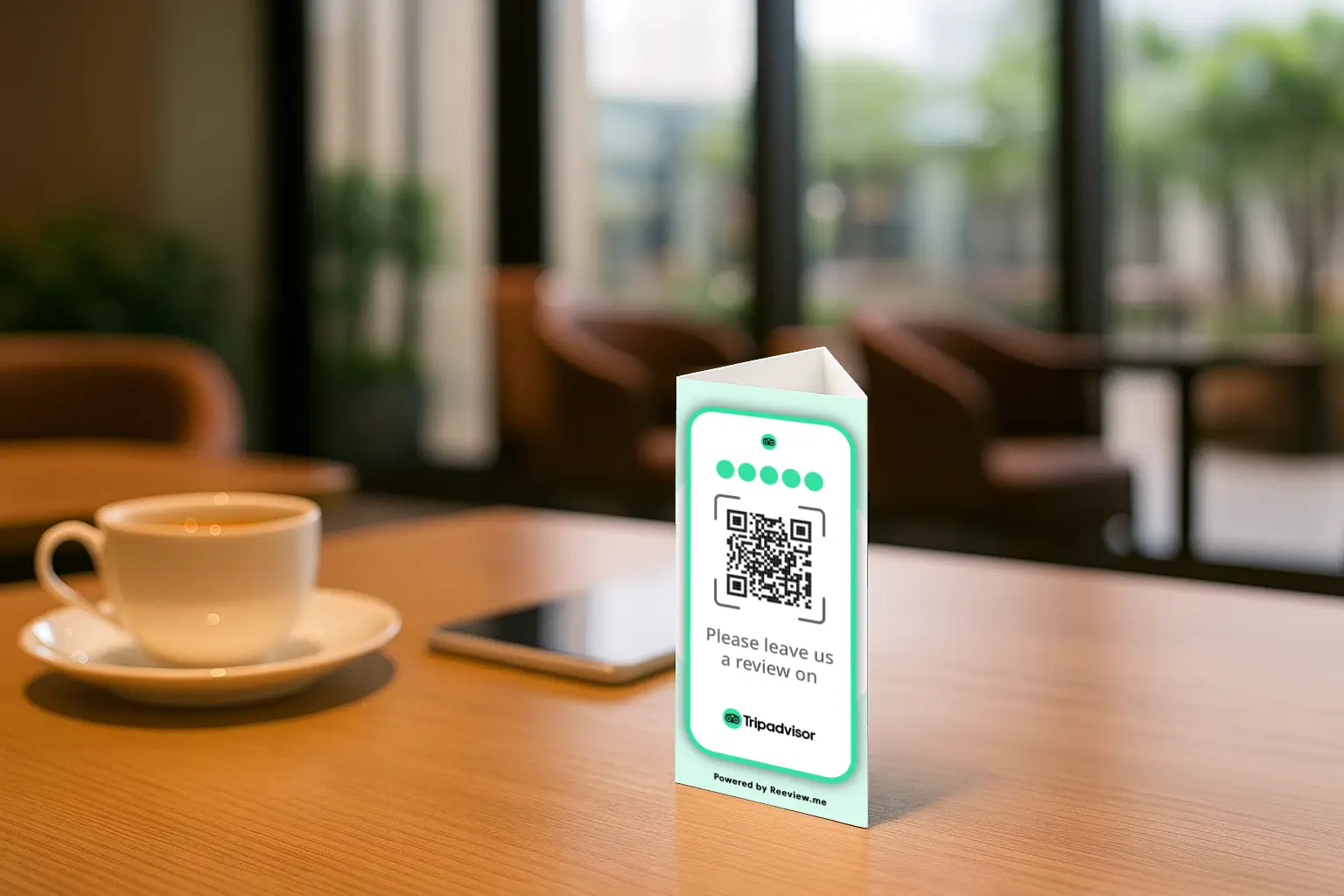 QR Table Stand for Tripadvisor reviews in hospitality venues