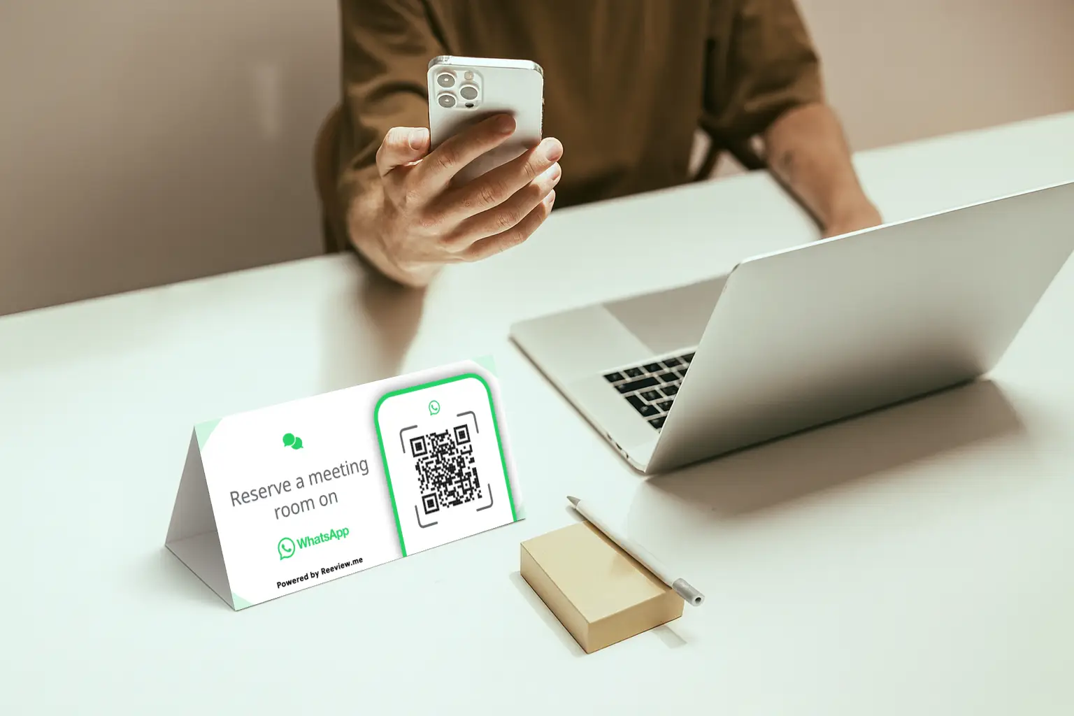 whatsapp qr code table tent for coworking