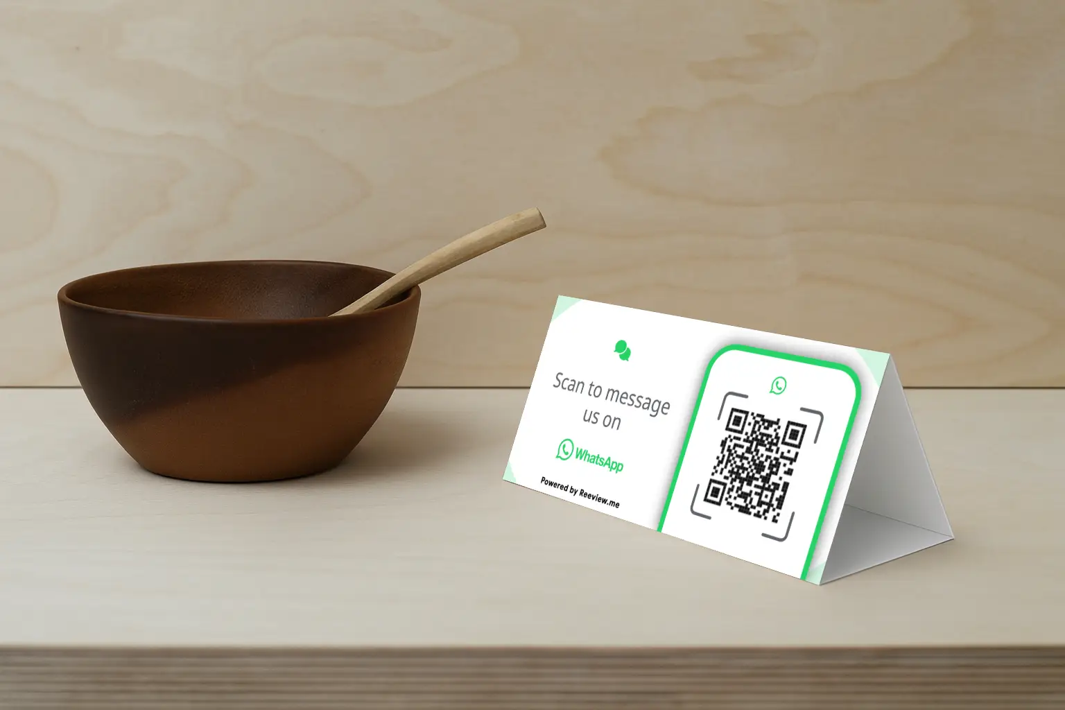 whatsapp qr code table tent for local business