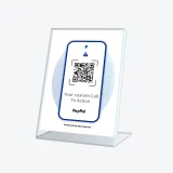 PayPal QR code payment sign at cashier for quick contactless checkout