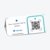 Calendly QR code table stand letting guests book appointments while seated