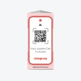 Change.org QR table stand making signatures easy during seated conversations