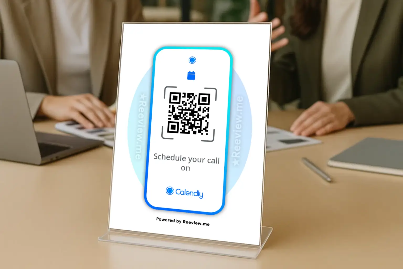 FRAME Calendly QR Code Sign for easy client bookings - Reeview.me