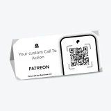 Patreon QR table tent helping audiences support creators during live interactions