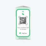 WeChat QR code table stand prompting customers to chat while dining or seated