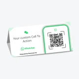 WhatsApp QR table tent letting customers chat with the business from table or bar