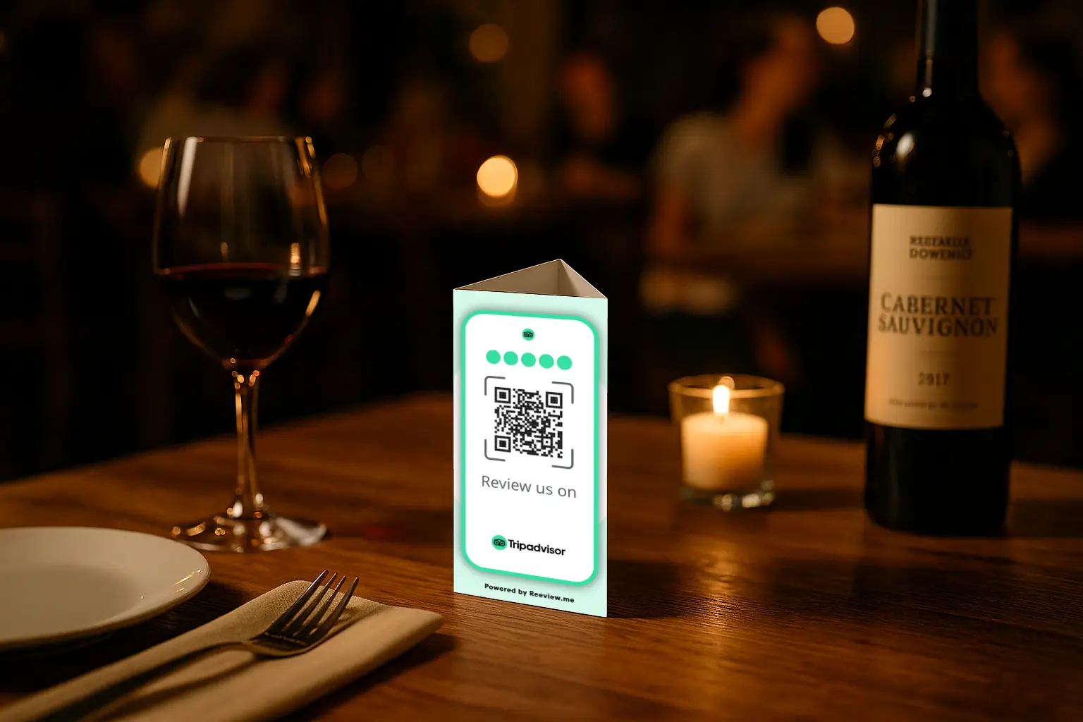 TOWER QR display used in a bar to collect genuine customer feedback